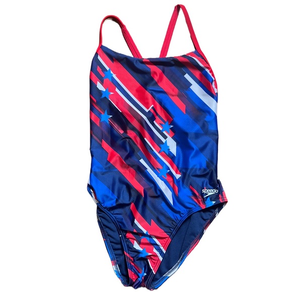Speedo Pro LT Red White and Blue Relay Back One Piece 8/34 NWT - Picture 2 of 7
